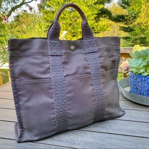 HERMES Tote Bag HerLine Gray Canvas